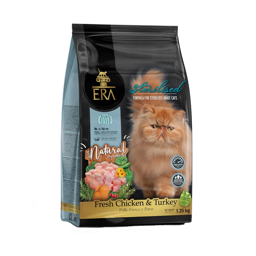 1.25 kg ERA Grain Free Pollo y Pavo Pienso para gatos esterilizados