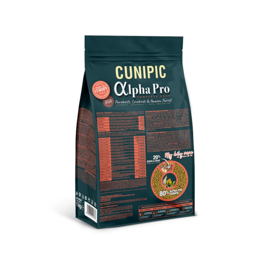 1 kg Cunipic Alpha Pro Medium Sized Birds Natural Blend pienso para pájaros - Image 2
