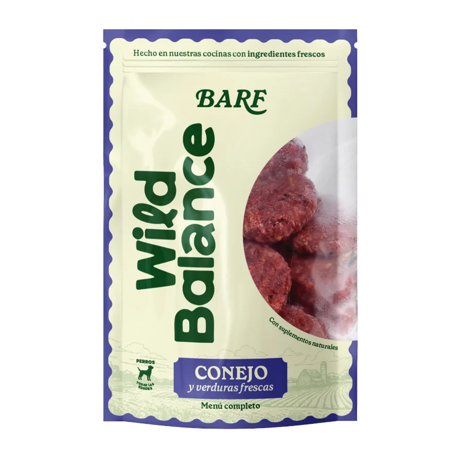 1 kg Wild Balance Menú Barf conejo con verduras comida congelada para perros