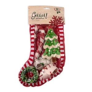 1 ud. Guau Christmas Calcetín con Bocaditos de Cuero para perros