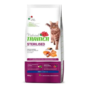 10 kg Natural Trainer Adult Sterilised Salmón pienso para gatos