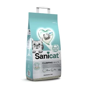 10 L Sanicat Clumping White Arena Blanca Aglomerante sin perfume para gatos