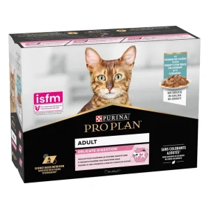 10 sobres x 85 g Pro Plan Delicate Digestion con Pescado del Océano en salsa para gatos