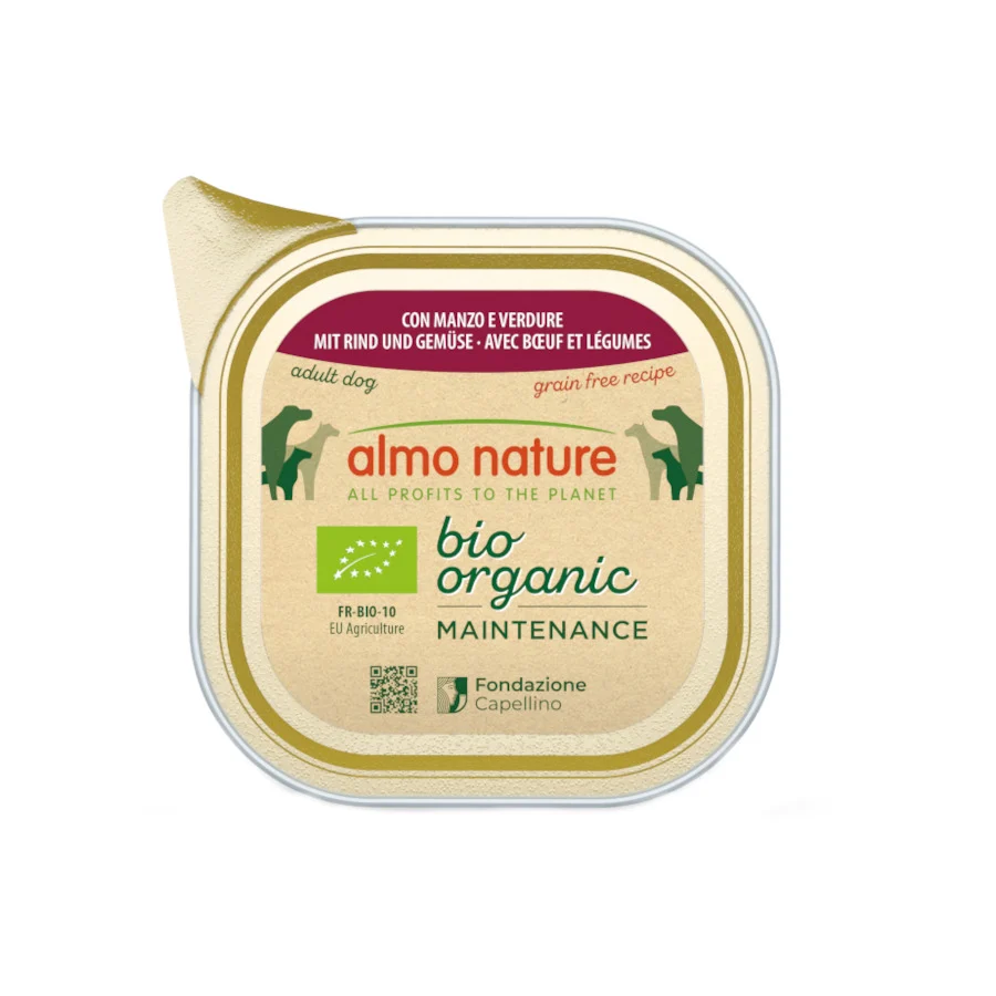 100 g Almo Nature Bio Organic Maintenance Grain Free Carne y Verduras tarrina para perros