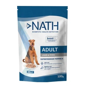 100 g Nath Adult Cordero y Cerdo en Gelatina sobre para perros