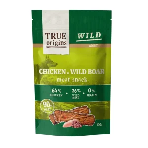 100 g True Origins Tiras Wild Adult Pollo y Jabalí para perros