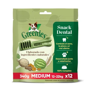 12 barritas Greenies Medium Snacks Dentales Naturales para perros medianos