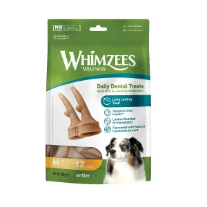 12 barritas Whimzees Snacks Dentales Astas para perros medianos
