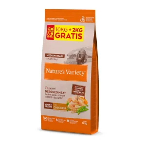 12 kg (10 + 2 kg ¡gratis!) Nature's Variety Healthy Grain Adult Medium Maxi Pollo pienso para perros