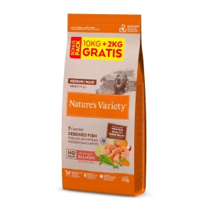 12 kg (10 + 2 kg ¡gratis!) Nature's Variety No Grain Adult Medium Maxi Salmón pienso para perros