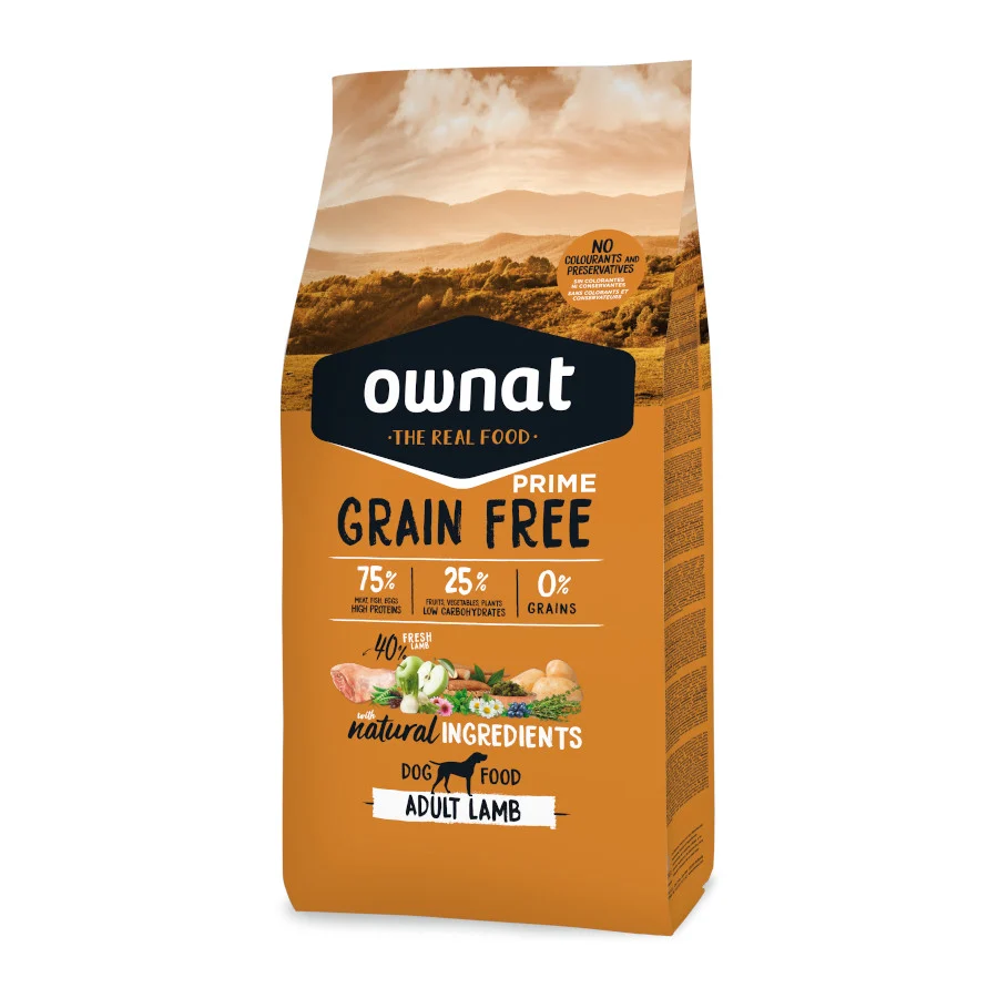 12 kg Ownat Prime Grain Free Adulto Cordero pienso para perros