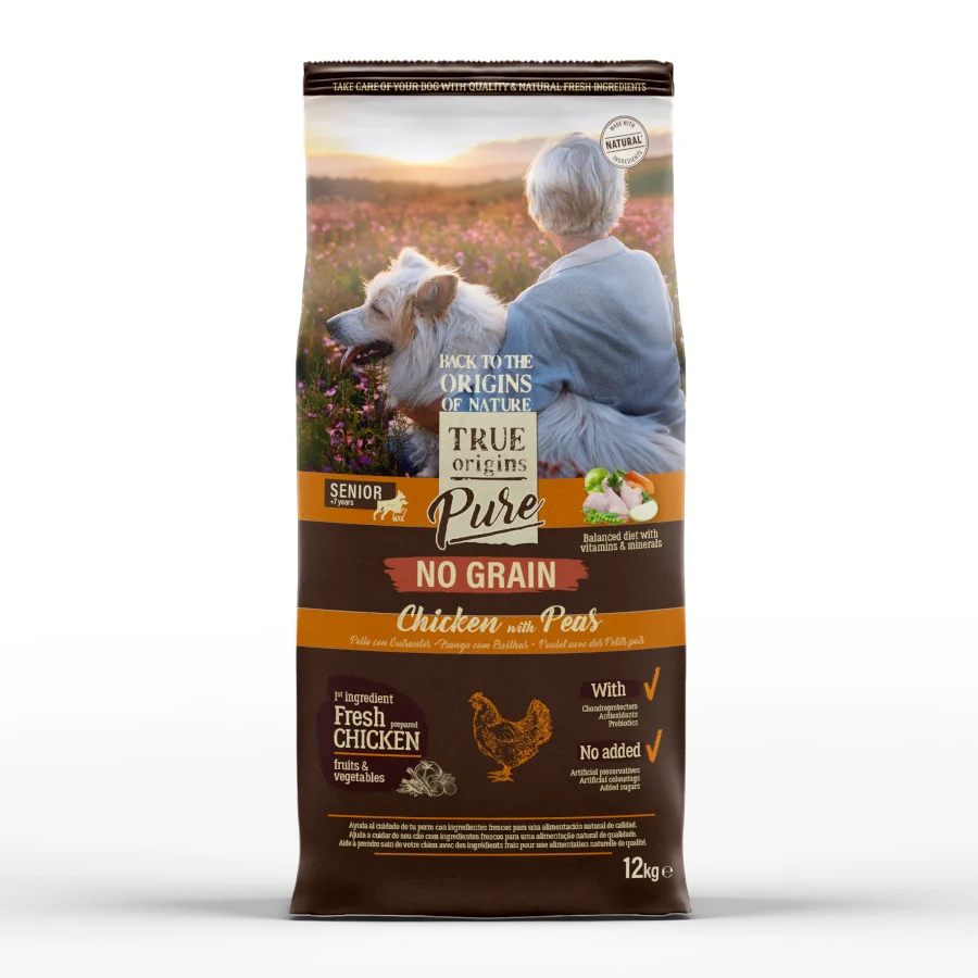 12 kg True Origins Pure Grain Free Senior Pollo pienso para perros