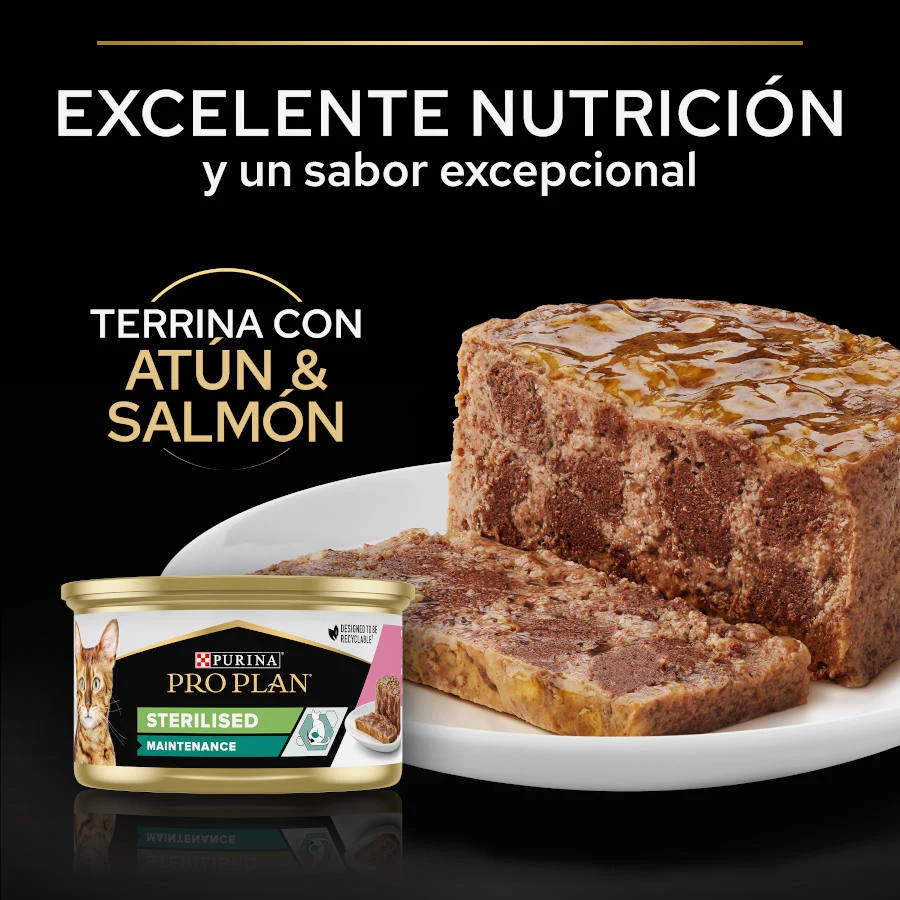 12 latas x 85 g Pro Plan Adult Sterilised Maintenance Salmón y Atún lata para gatos - Image 2