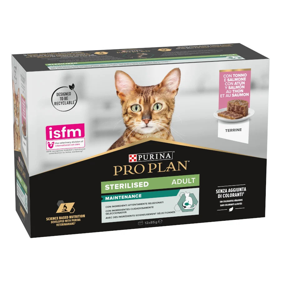12 latas x 85 g Pro Plan Adult Sterilised Maintenance Salmón y Atún lata para gatos