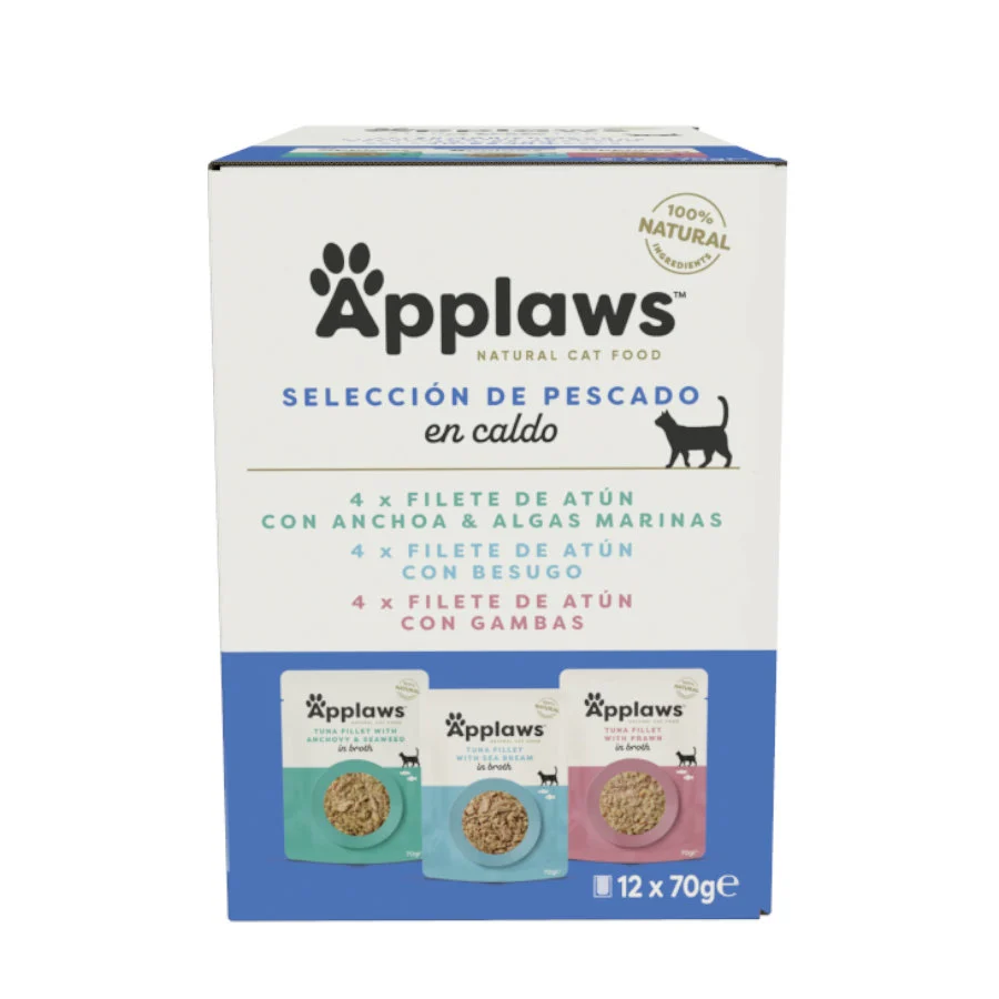 12 sobres x 70 g Applaws Selección de Pescado sobre para gatos