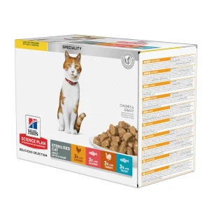 12 sobres x 85 g Hill's Science Plan Sterilised Carne y Pescado sobre para gatos