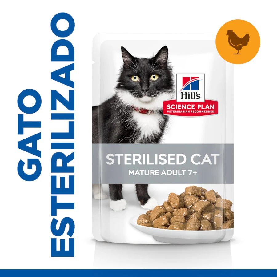 12 sobres x 85 g Hill's Science Plan Sterilised Mature Pollo en Salsa sobre para gatos - Image 2