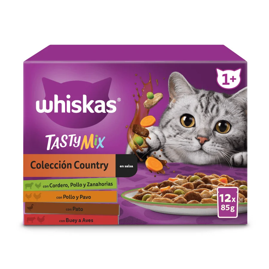 12 sobres x 85 g Whiskas Tasty Mix Country Sobres en Salsa para gatos