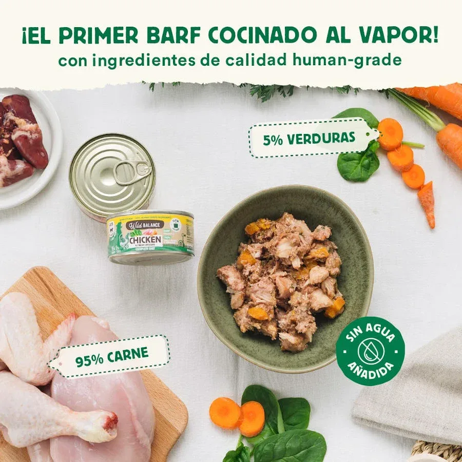 120 g Wild Balance BARF Pollo y Vegetales lata para gatos - Image 2