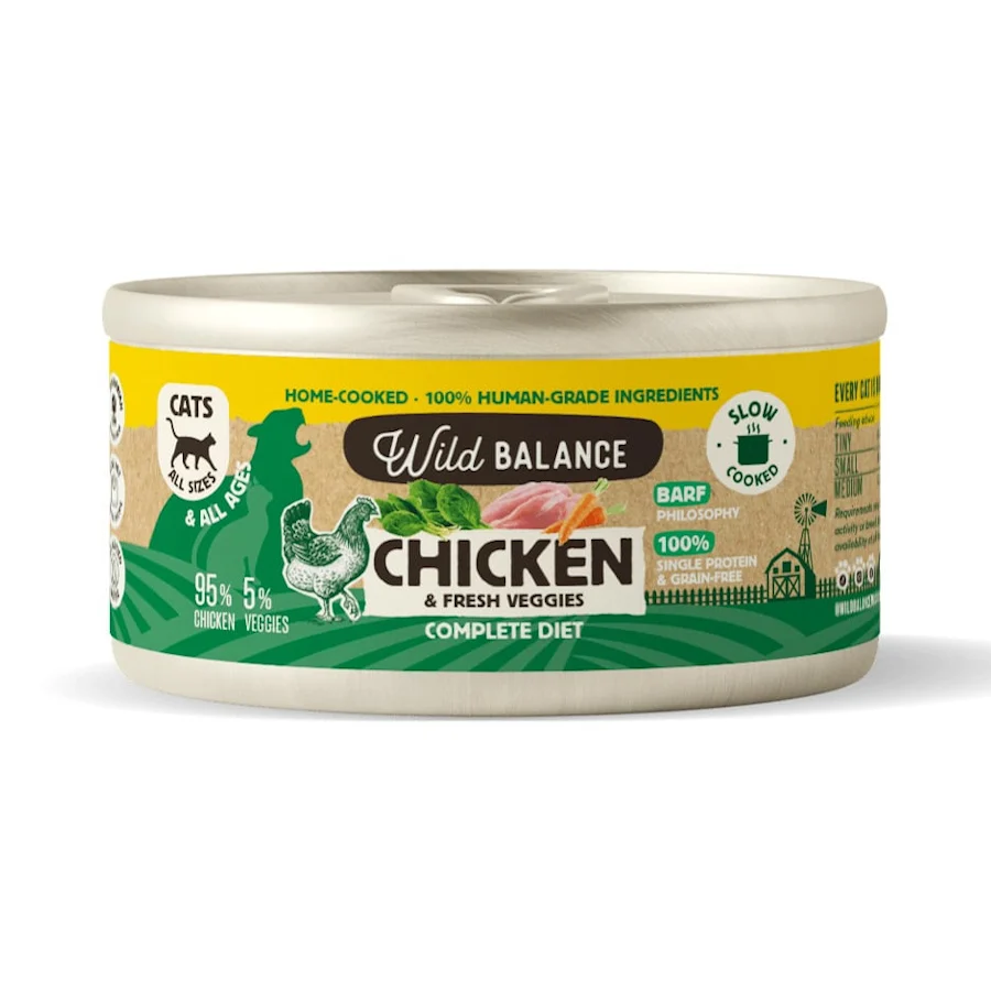 120 g Wild Balance BARF Pollo y Vegetales lata para gatos