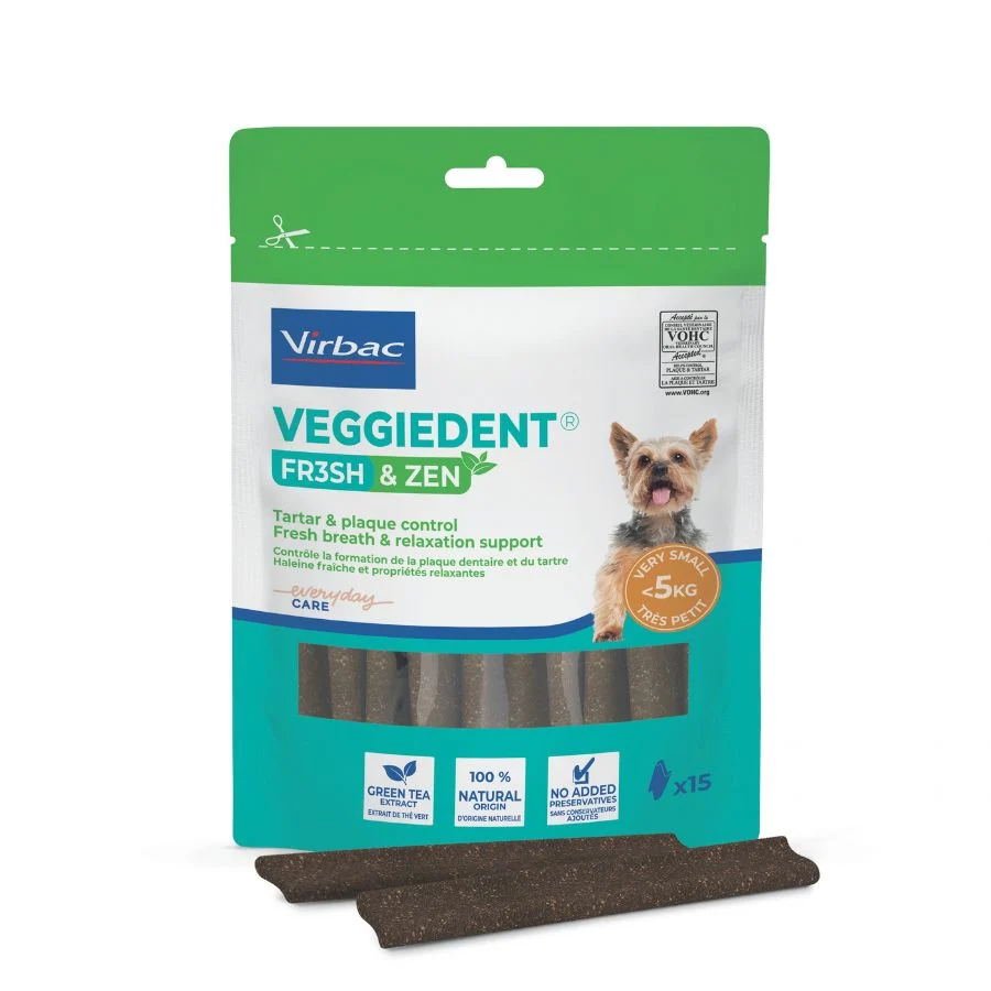 15 barritas Virbac Láminas Veggiedent Zen XS para perros