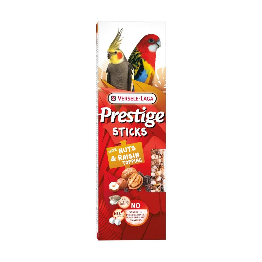 2 barritas Versele-Laga Prestige Sticks Barritas Nueces y Pasas para aves pequeñas