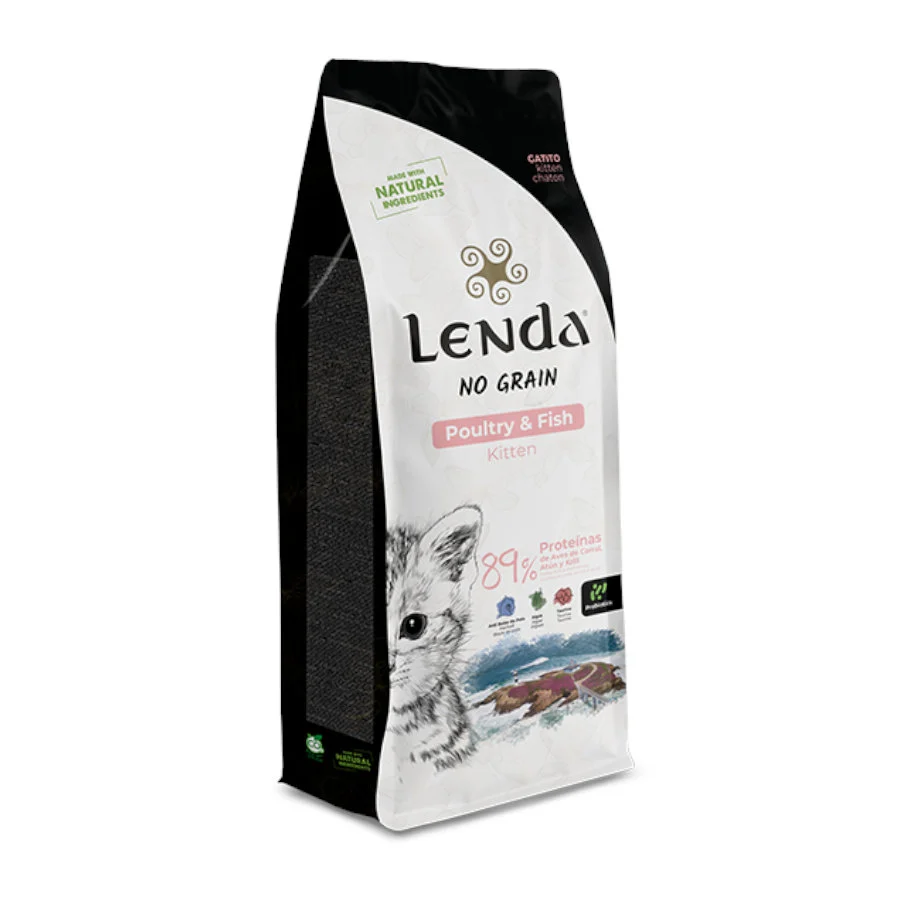 2 kg Lenda No Grain Poultry & Fish Kitten pienso para gatos