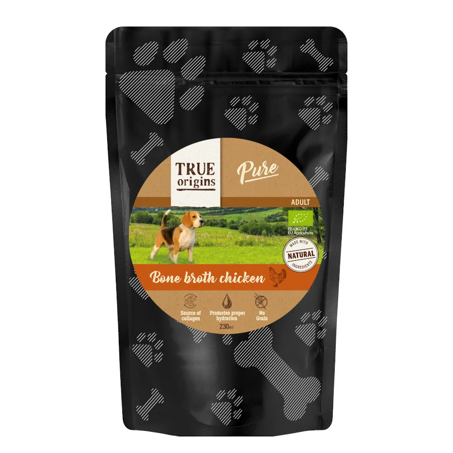 230 ml True Origins Pure Caldo de Huesos de Pollo sobre para perros
