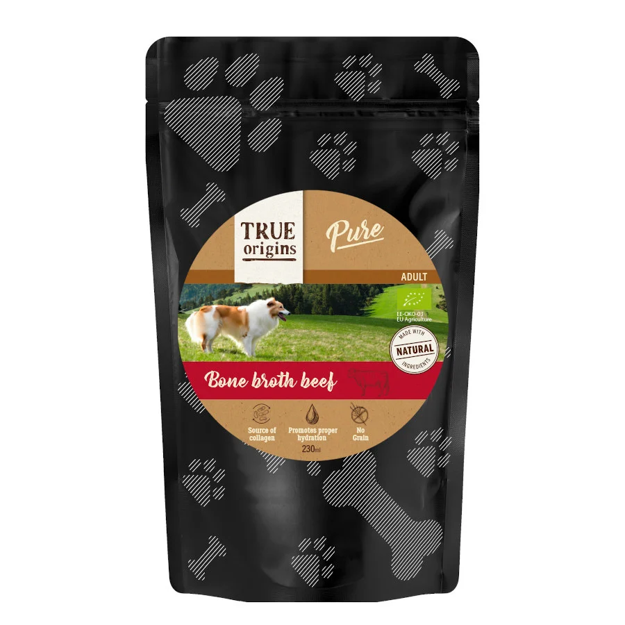 230 ml True Origins Pure Caldo de Huesos de Ternera sobre para perros