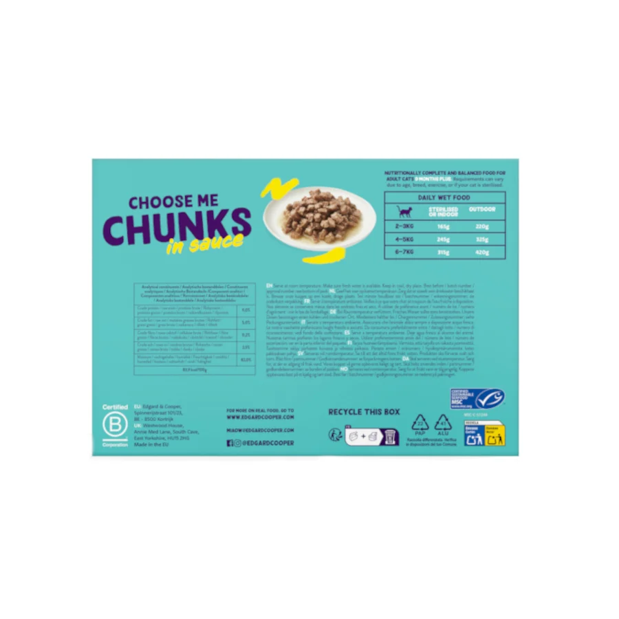 24 latas x 85 g Edgard & Cooper multipack chunks comida para gatos - Image 2