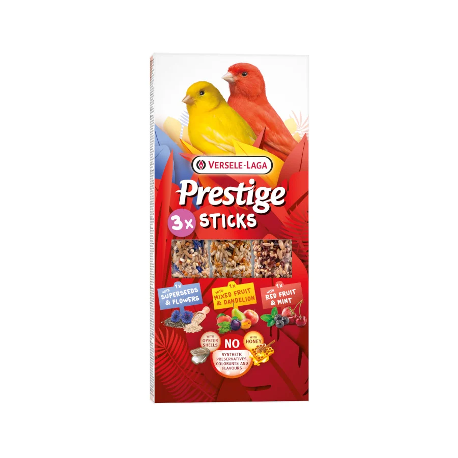 3 Barritas Versele-Laga Prestige Sticks Barritas Tres Sabores para canarios