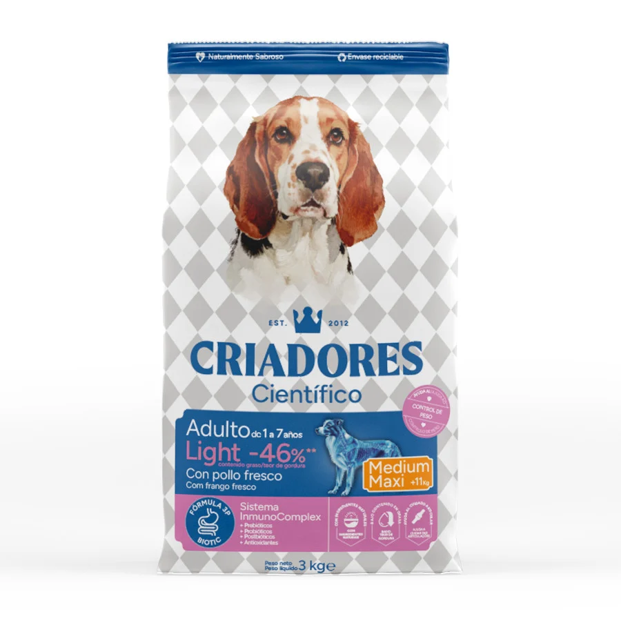 3 kg Criadores Científico Light -46% contenido graso Adulto Medium