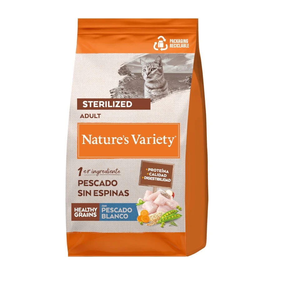 3 kg Nature's Variety Healthy Grain Sterilized Pescado Blanco pienso para gatos