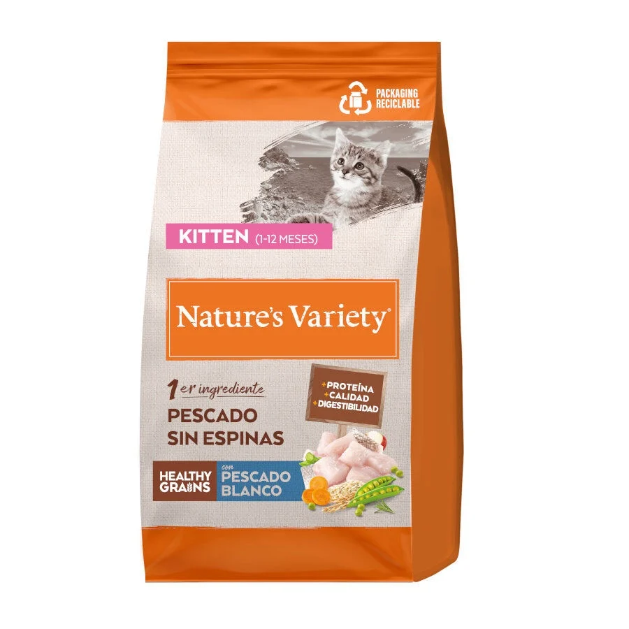 3 kg Nature's Variety Healthy Grains Kitten Pescado Blanco pienso para gatos