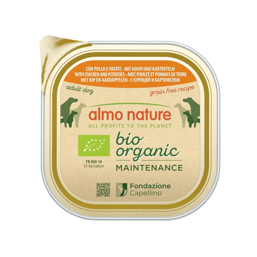 300 g Almo Nature Bio Organic Maintenance Grain Free Pollo con Patatas tarrina para perros