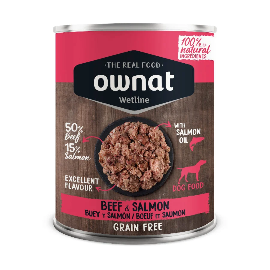 395 g Ownat Wetline Buey y Salmón lata para perros