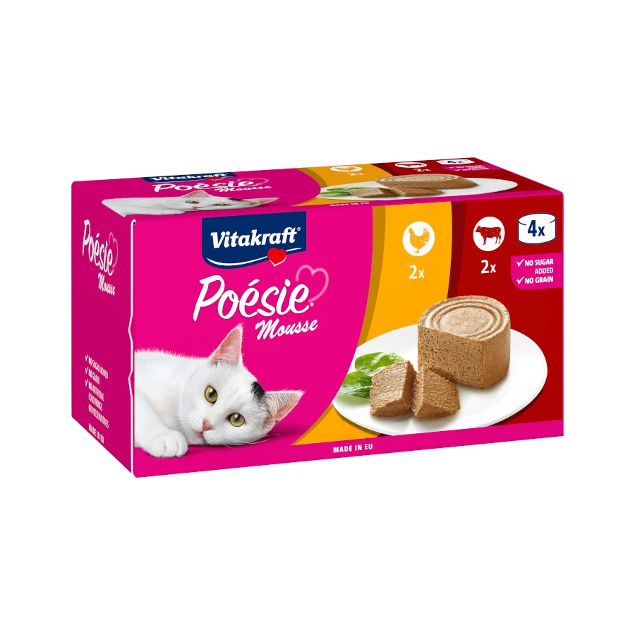4 latas x 85 g Vitakraft Poésie Mousse Pollo y Ternera lata para gatos