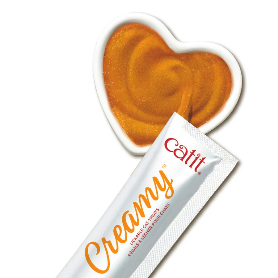 4 sobres x 10 g Catit Creamy Snack Líquido de Salmón con Gambas para gatos - Image 2