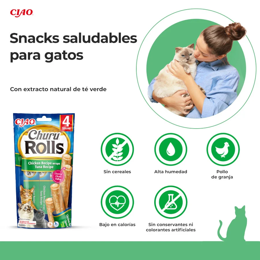 4 sobres x 10 g Churu Sticks Rolls de Atún para gatos - Image 2