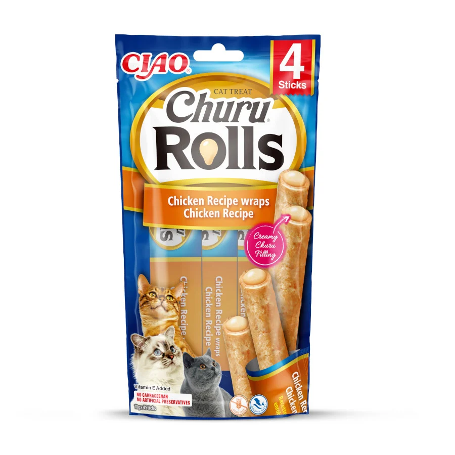 4 sobres x 10 g Churu Sticks Rolls de Pollo para gatos
