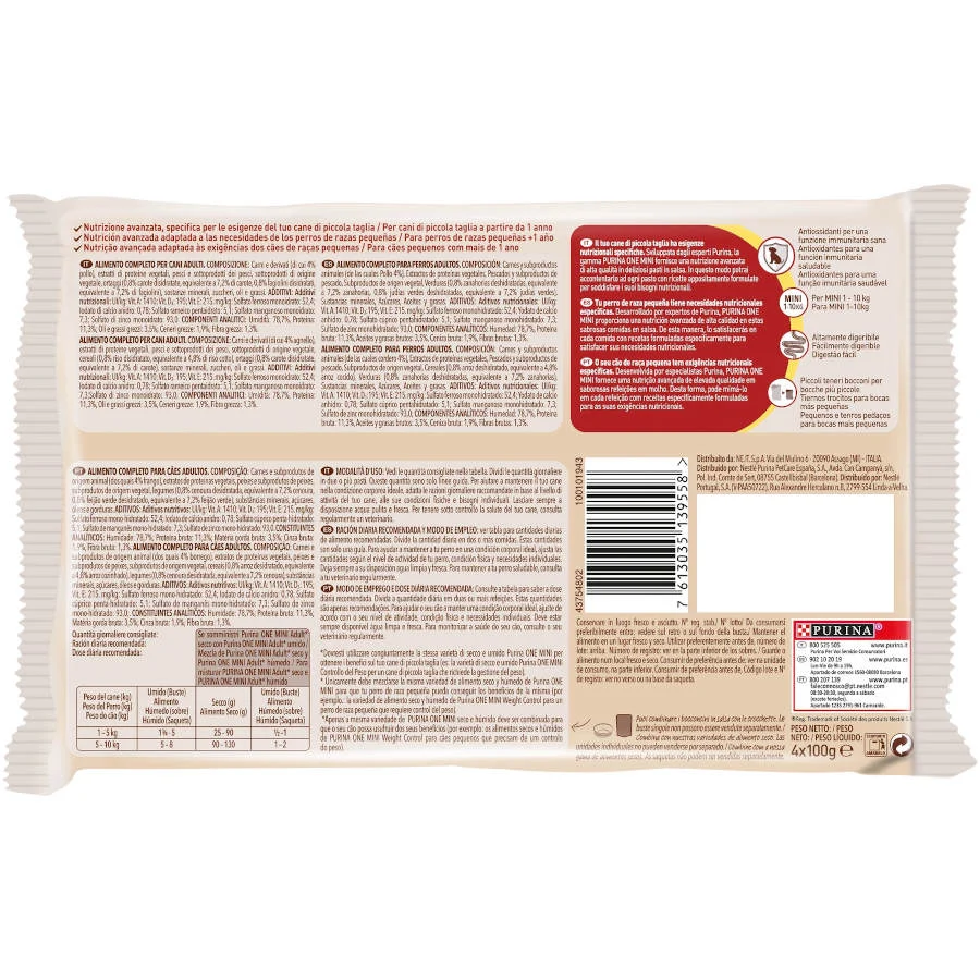 4 sobres x 85 g One Adult Mini Small Pollo y Cordero en Salsa sobre para perros - Image 2