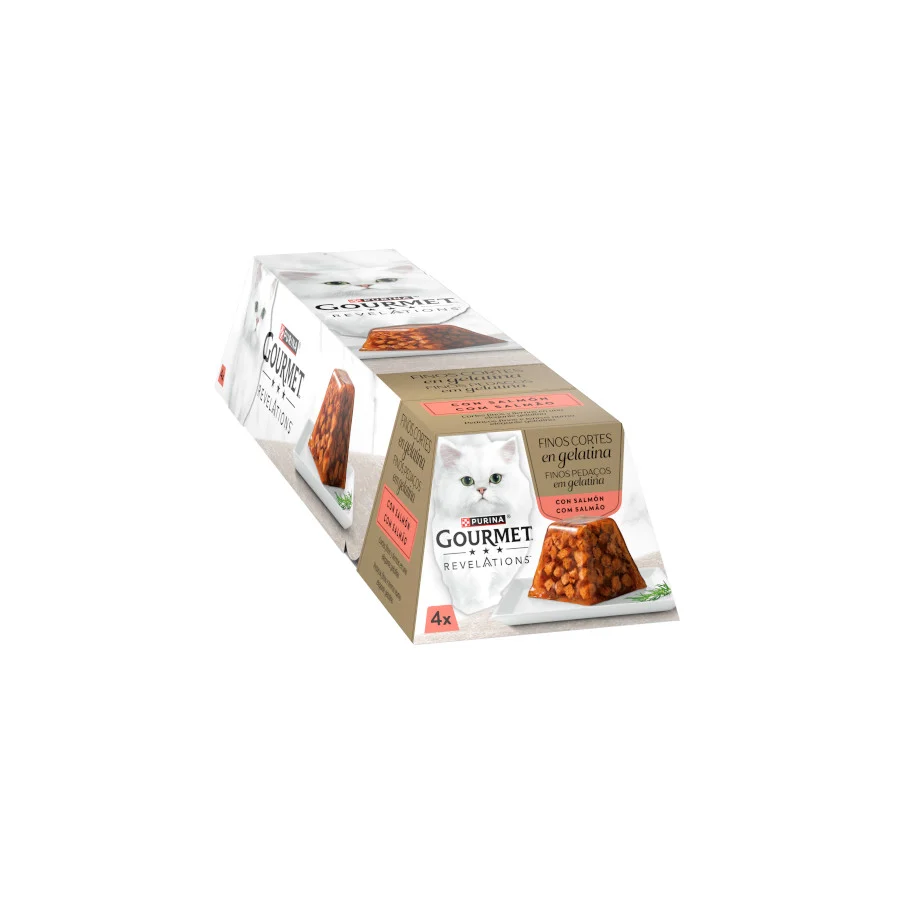 4 tarrinas x 57 g Gourmet Revelations Finos Cortes de Salmón en gelatina para gatos - Image 2