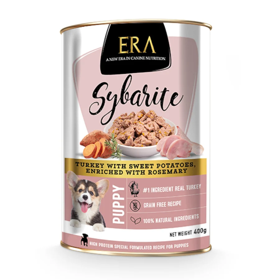 400 g ERA Sybarite Pavo con Batatas y Romero en Paté lata para cachorros