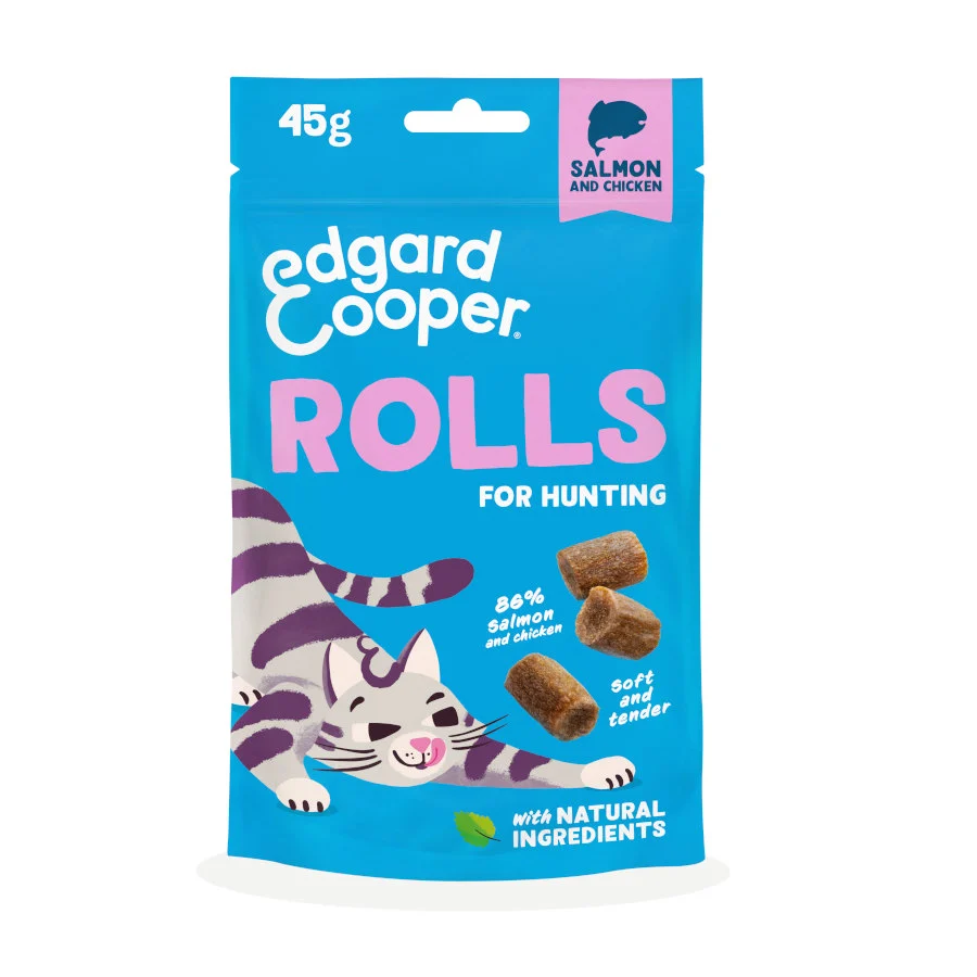 45 g Edgard & Cooper Rollitos Salmón y Pollo para gatos