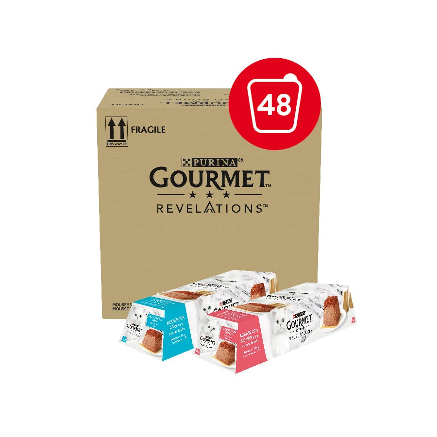 48 tarrinas x 57 g Gourmet Revelations Mousse con Salmón y Atún tarrinas para gatos - Image 2