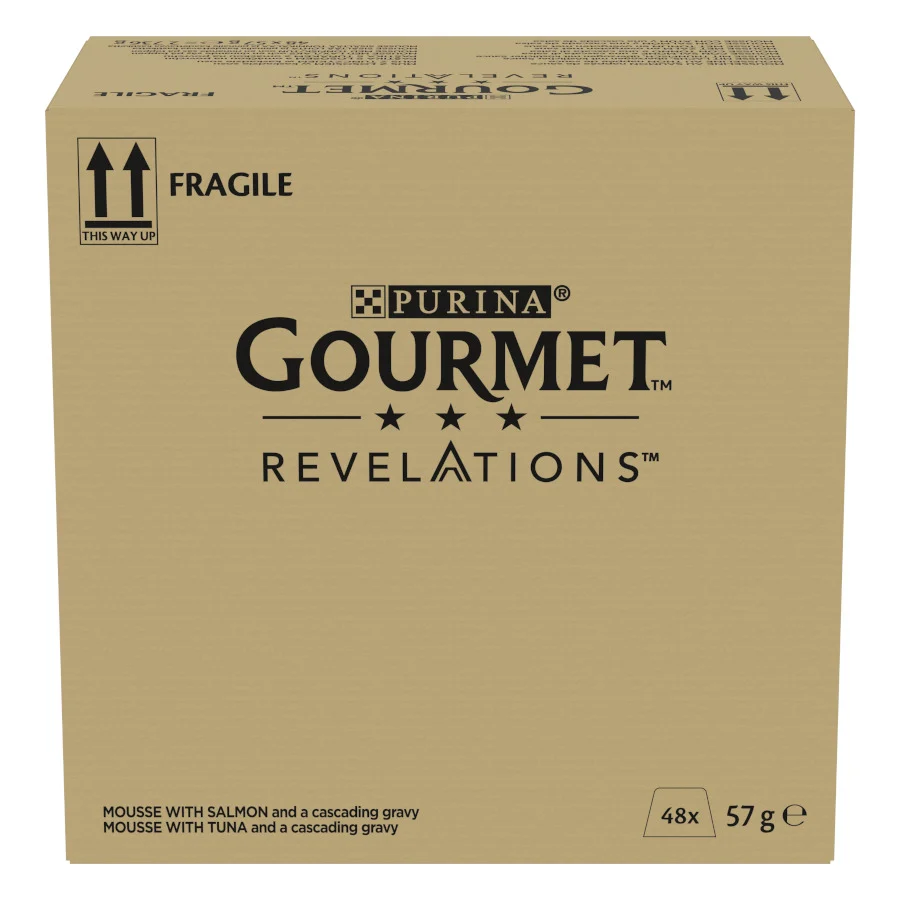48 tarrinas x 57 g Gourmet Revelations Mousse con Salmón y Atún tarrinas para gatos