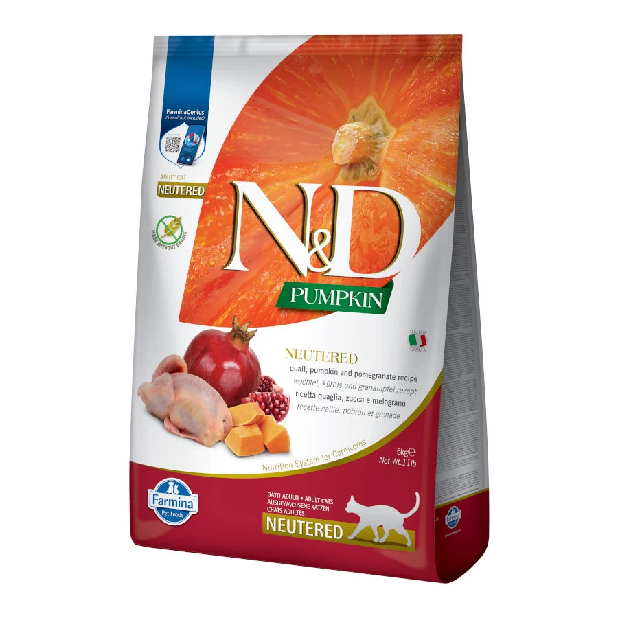 5 kg Farmina N&D Esterilizado Codorniz, Calabaza y Granada pienso para gatos