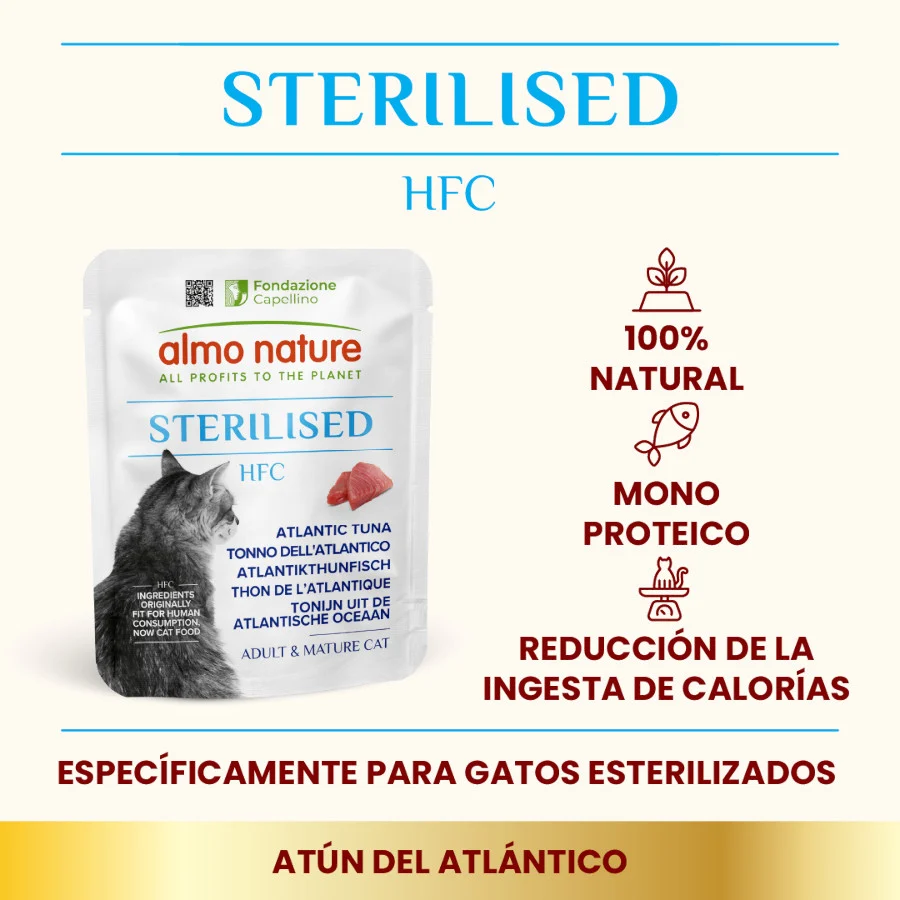 50 g Almo Nature HFC Sterilised Atún del Atlantico en sobre para gatos - Image 2