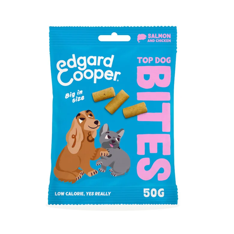 50 g Edgard & Cooper Bocaditos Grandes de Salmón y Pollo snack para perros