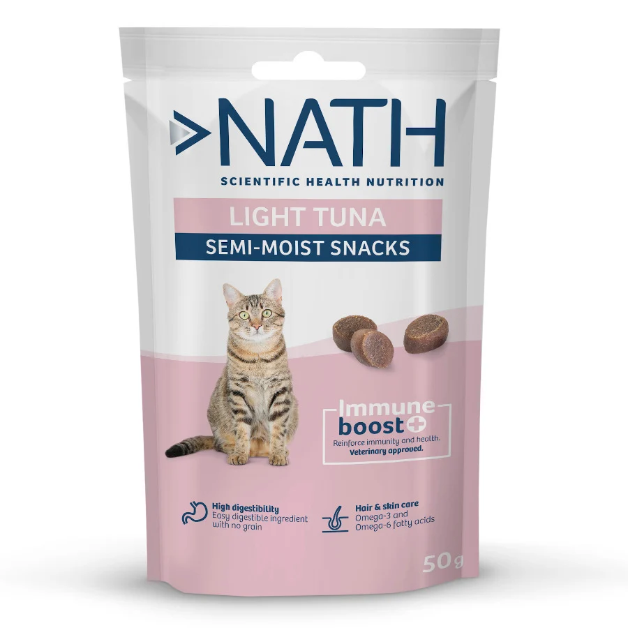 50 g Nath Bocaditos Light Semihúmedos de Atún para gatos